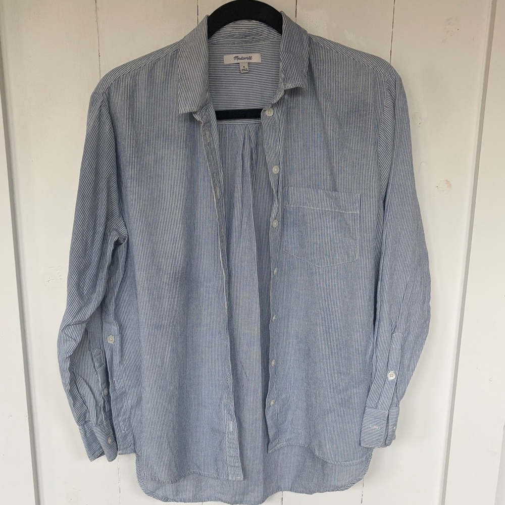 Madewell Blue Striped Button Down Shirt